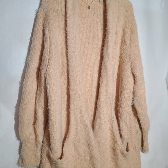 Knitted and knotted cardigan eyelash pocket long cozy sweater - Picture 11 of 16